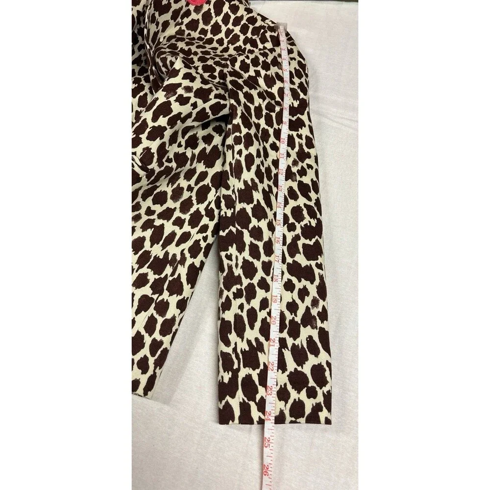 J Crew Womens Sz 10 Parke Blazer Cream Brown Animal Print Lining Cotton